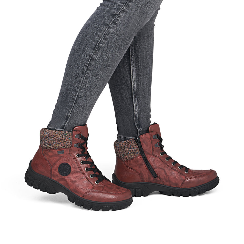 Rieker TEX Z7230-33 Red & Black Multi Boots with Cuff