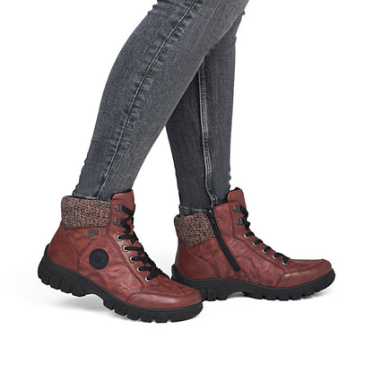 Rieker TEX Z7230-33 Red & Black Multi Boots with Cuff