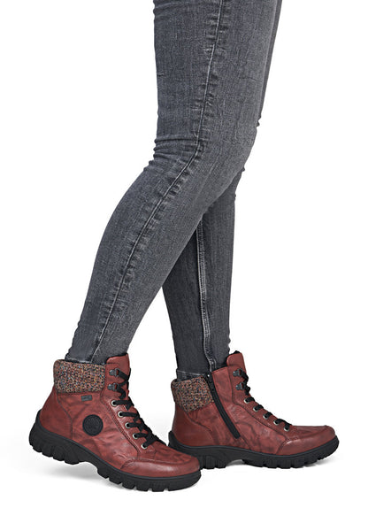 Rieker TEX Z7230-33 Red & Black Multi Boots with Cuff