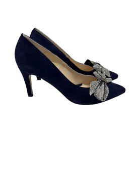 Sempre Z7841/821o Navy Suede Heels with Diamonte Bow