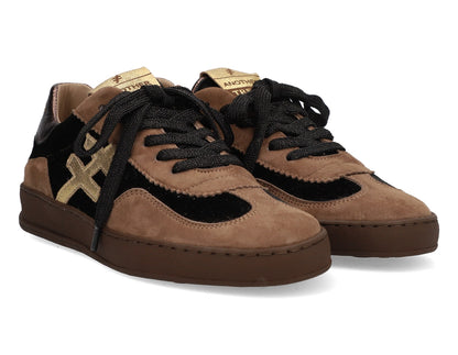 Another Trend A0328115 Ante+Terciopelo Tostado Brown & Light Gold Trainers