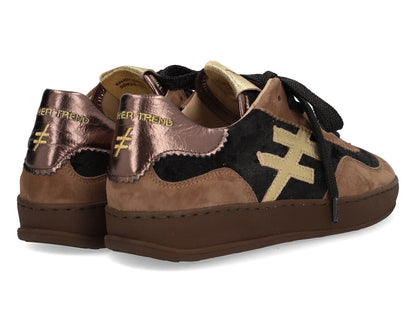 Another Trend A0328115 Ante+Terciopelo Tostado Brown & Light Gold Trainers
