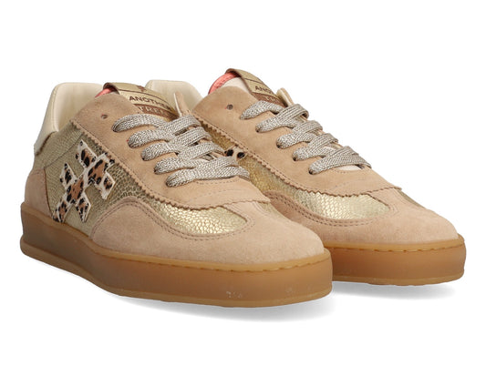 Another Trend A032C143 Platino Gold Reptile & Print Trainers