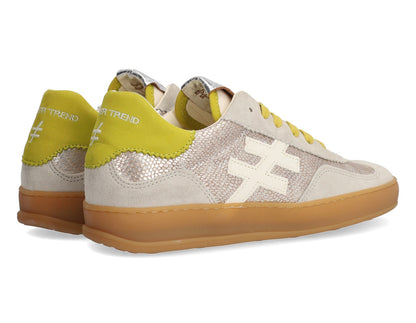 Another Trend A032C1E3 Champagne Gold Reptile, Grey & Lime Trainers