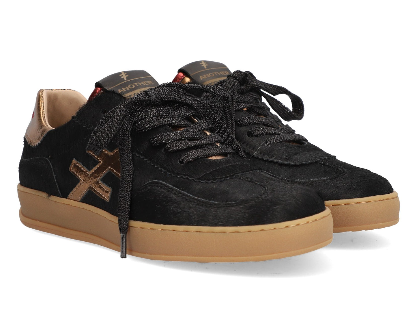 Another Trend A032P105 Pony Black & Gold Trainers