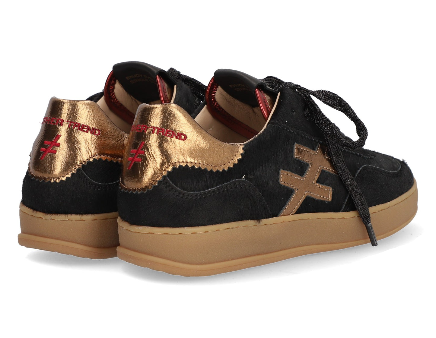 Another Trend A032P105 Pony Black & Gold Trainers