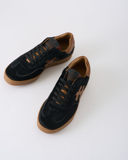 Another Trend A032P105 Pony Black & Gold Trainers