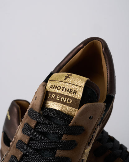 Another Trend A0328115 Ante+Terciopelo Tostado Brown & Light Gold Trainers