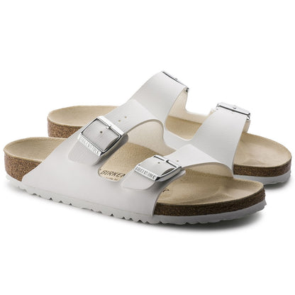 Birkenstock 51733/0051733 Arizona Birko-Flor White Sandals with Pin & Buckle
