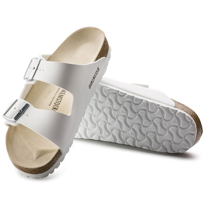 Birkenstock 51733/0051733 Arizona Birko-Flor White Sandals with Pin & Buckle