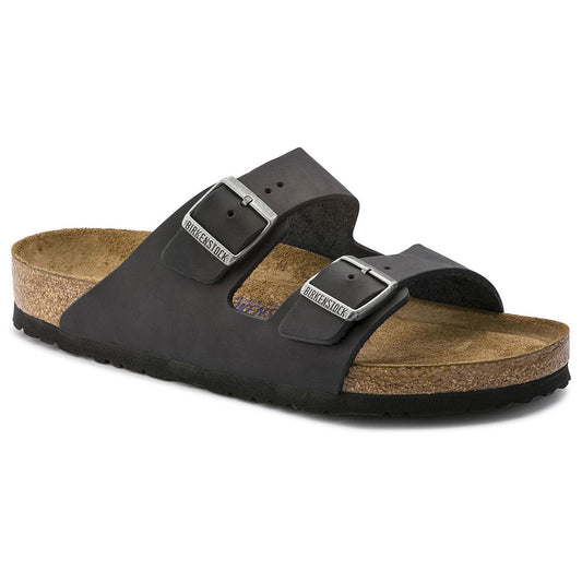 Birkenstock 752481 Arizona Soft Footbed Natural Leather Oiled Black Sandals