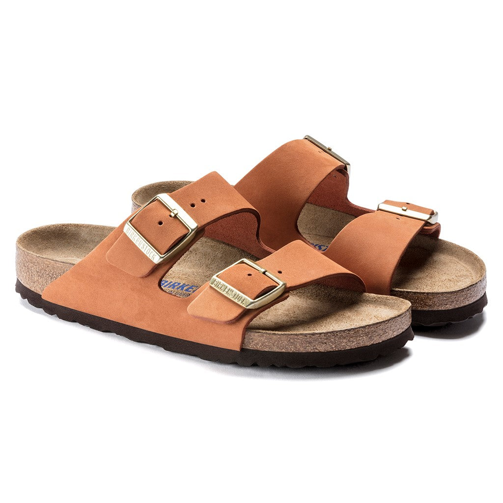 Birkenstock 1019042 Arizona SFB Nubuck Pecan Brown Sandals with Pin & Buckle