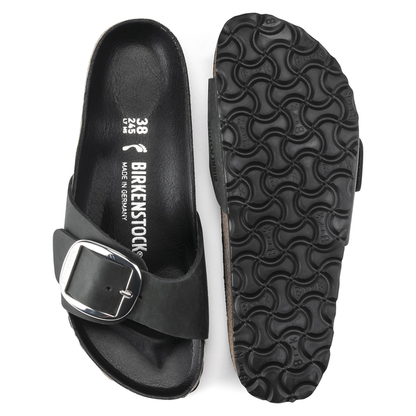 Birkenstock 1006523 Madrid Big Buckle Oiled Leather Black Sandals