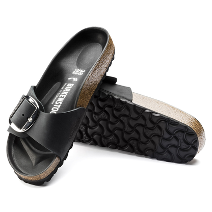Birkenstock 1006523 Madrid Big Buckle Oiled Leather Black Sandals