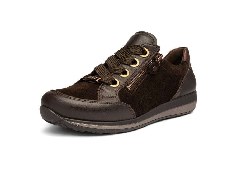 Ara 12-64587 23 Osaka Highsoft Cacao Moro Mocca Brown Suede H Fit Trainers