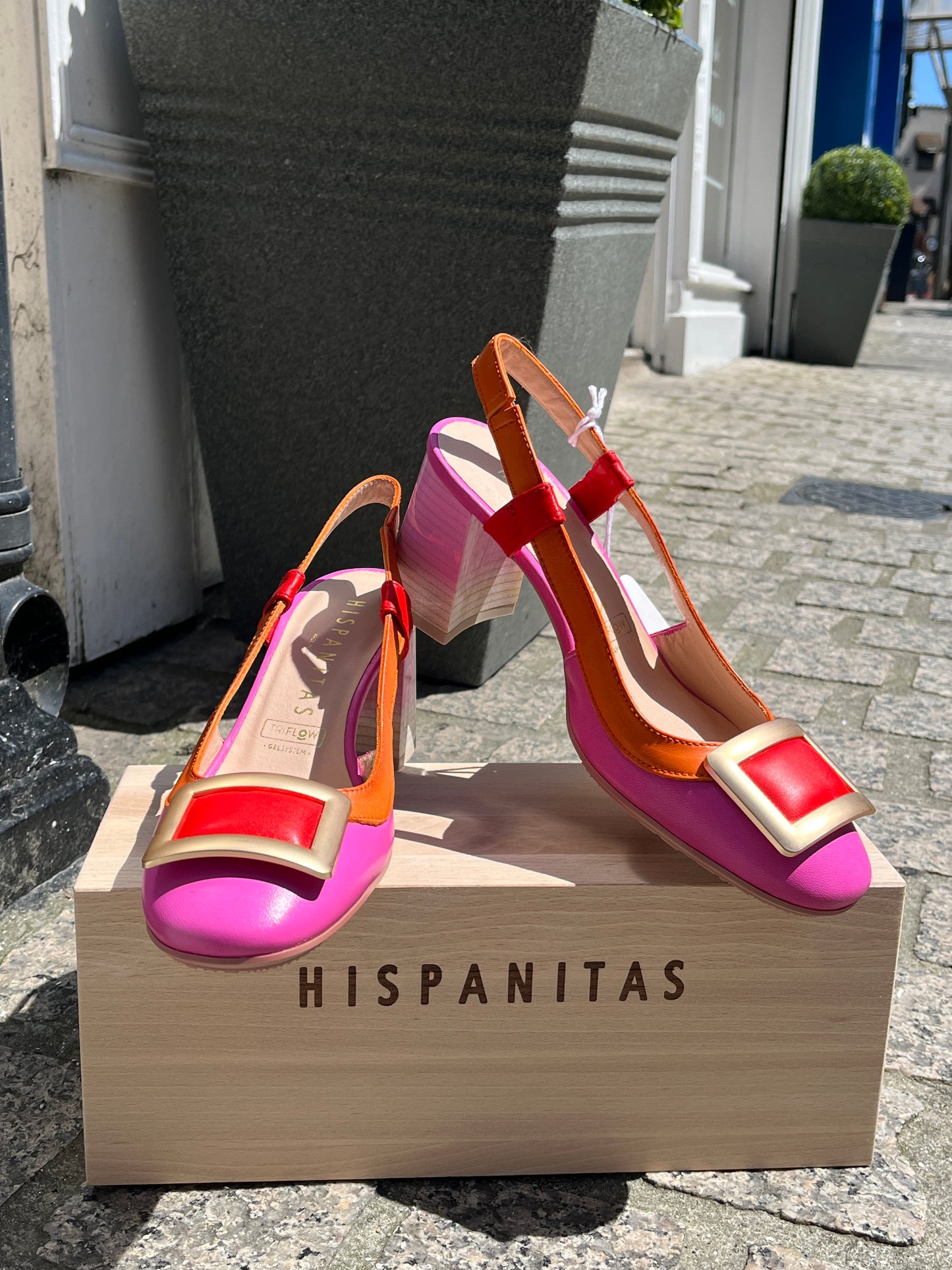 Hispanitas CHV232668 Australia Papaya, Pink & Cherry Slingback Block Heels