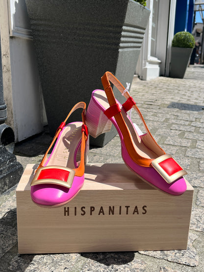 Hispanitas CHV232668 Australia Papaya, Pink & Cherry Slingback Block Heels