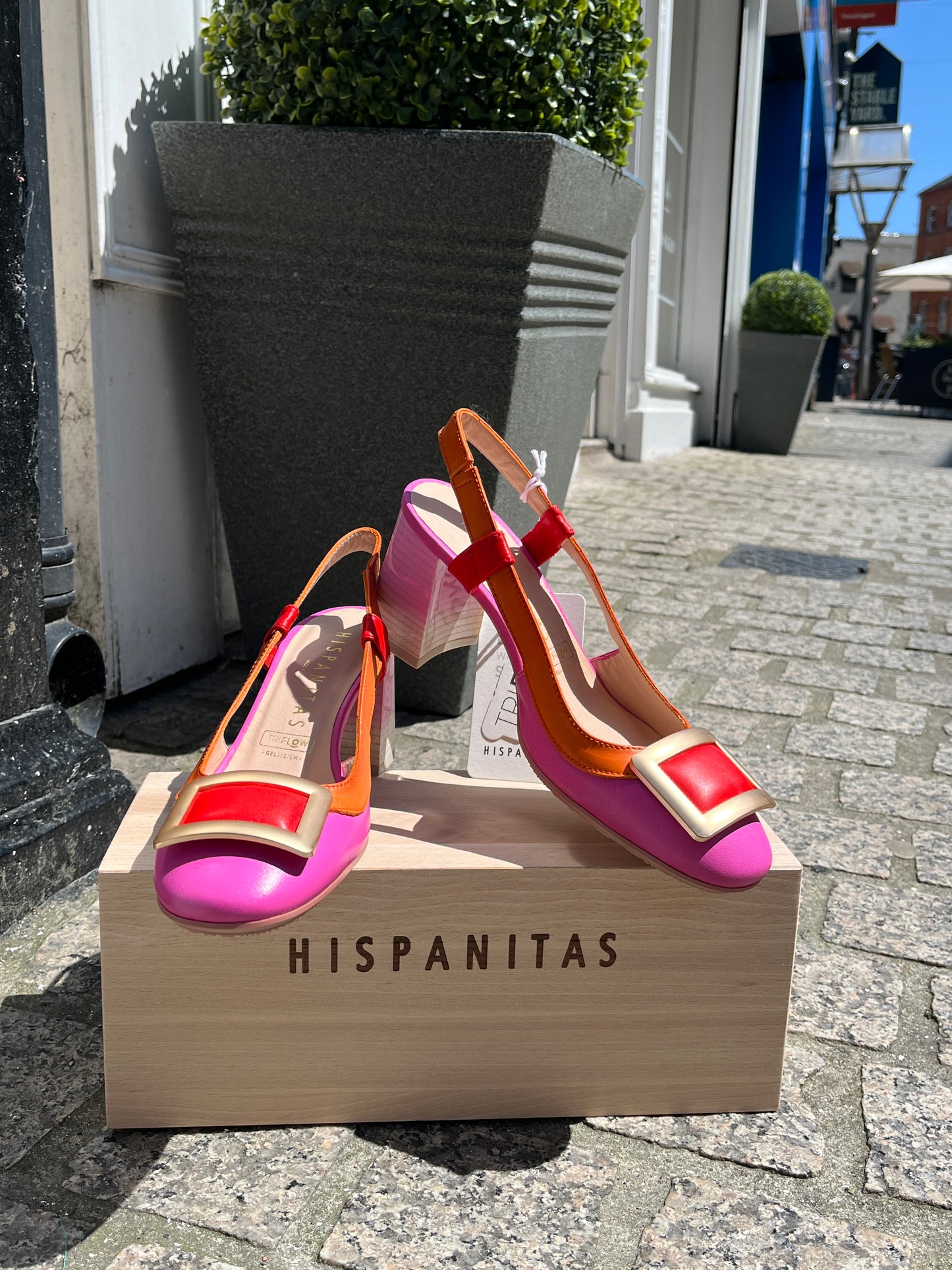 Hispanitas CHV232668 Australia Papaya, Pink & Cherry Slingback Block Heels