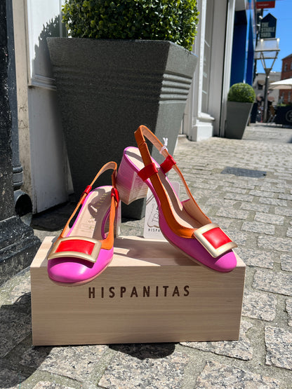 Hispanitas CHV232668 Australia Papaya, Pink & Cherry Slingback Block Heels