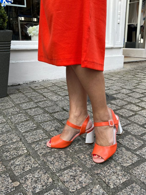 Loretta Vitale 10795-517-653X Orange & White Block Heels