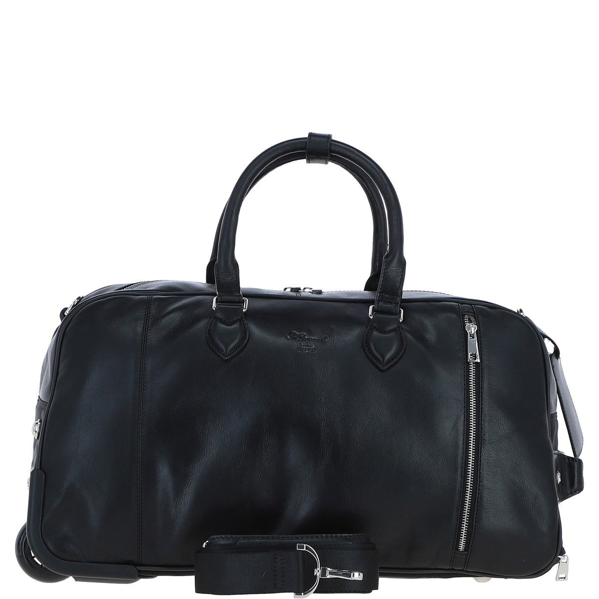 Ashwood Leather PL-50 Black Leather Duffel Trolley Bag