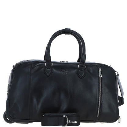 Ashwood Leather PL-50 Black Leather Duffel Trolley Bag