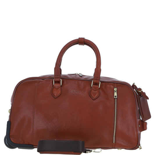 Ashwood Leather PL-50 Tan Leather Duffel Trolley Bag
