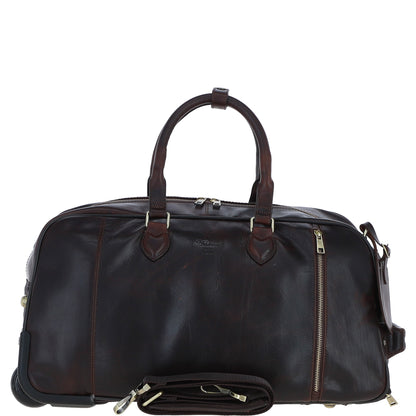 Ashwood Leather PL-50 Brown Leather Duffel Trolley Bag
