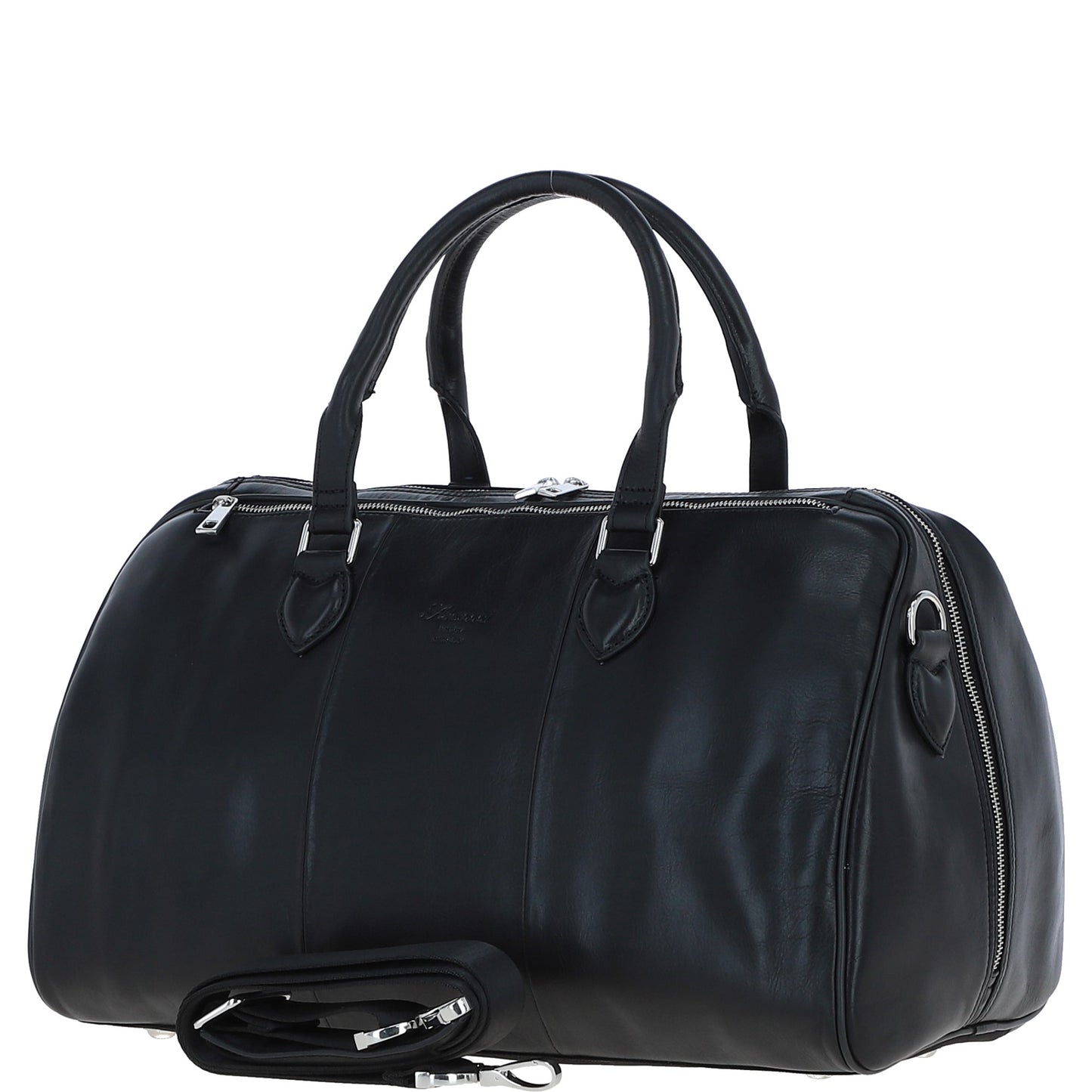 Ashwood Leather PL-47 Black Leather Weekender Bag