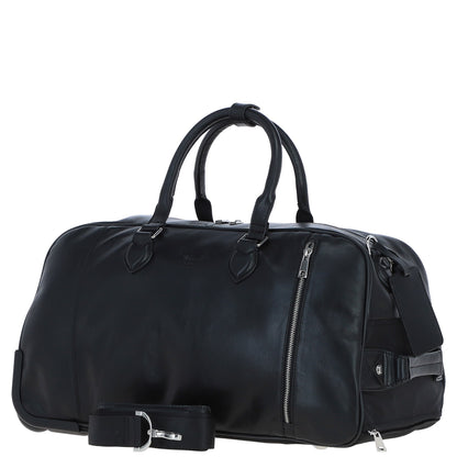 Ashwood Leather PL-50 Black Leather Duffel Trolley Bag