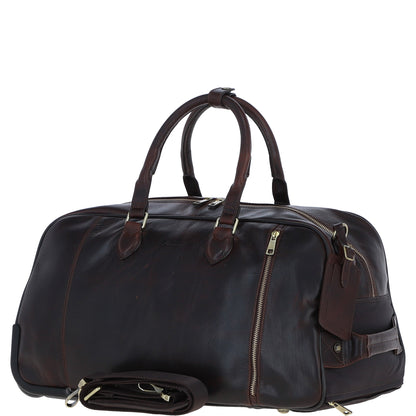 Ashwood Leather PL-50 Brown Leather Duffel Trolley Bag