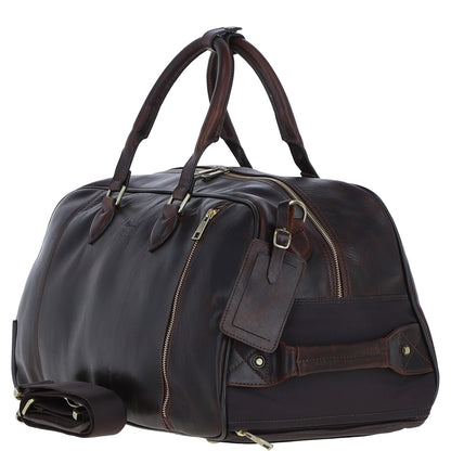 Ashwood Leather PL-50 Brown Leather Duffel Trolley Bag