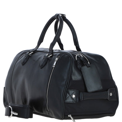 Ashwood Leather PL-50 Black Leather Duffel Trolley Bag