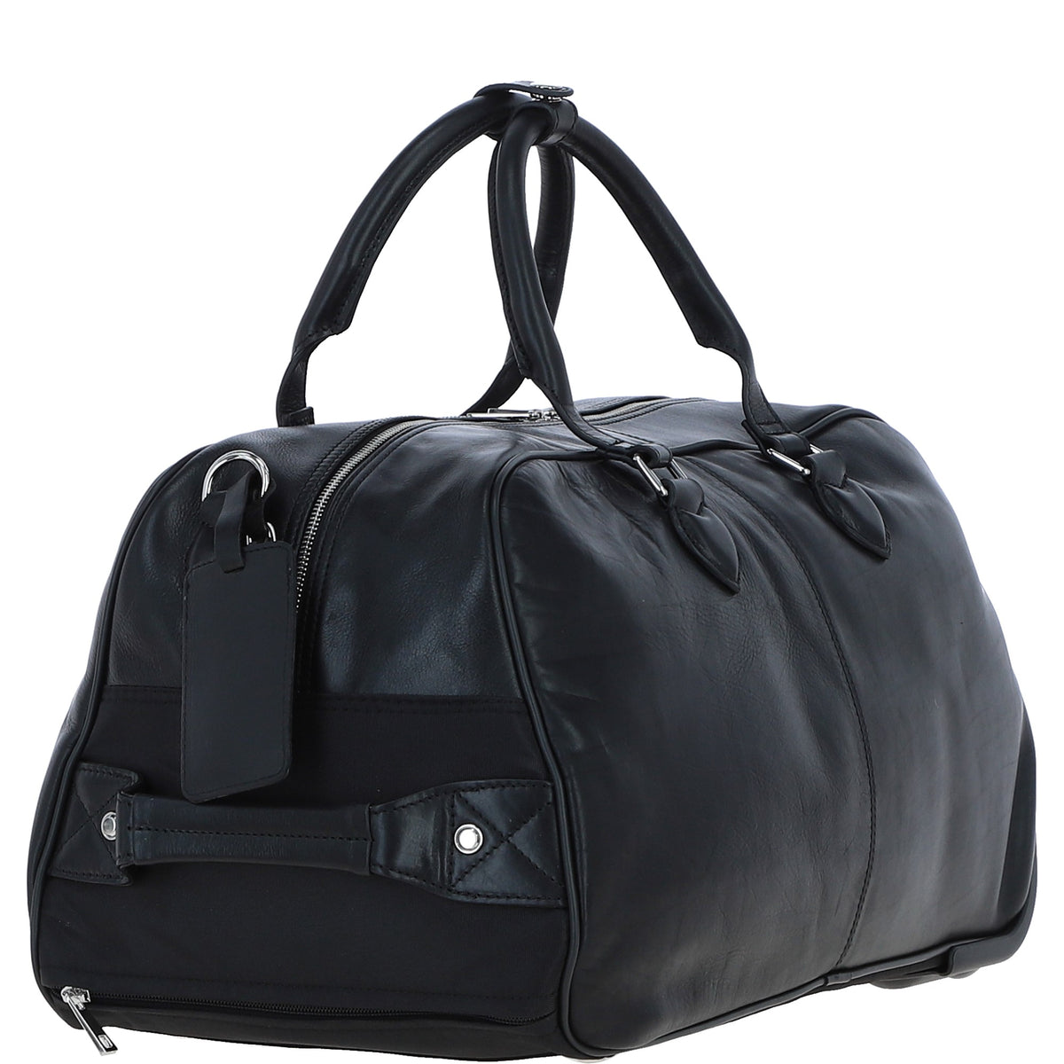 Ashwood Leather PL-50 Black Leather Duffel Trolley Bag