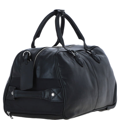 Ashwood Leather PL-50 Black Leather Duffel Trolley Bag