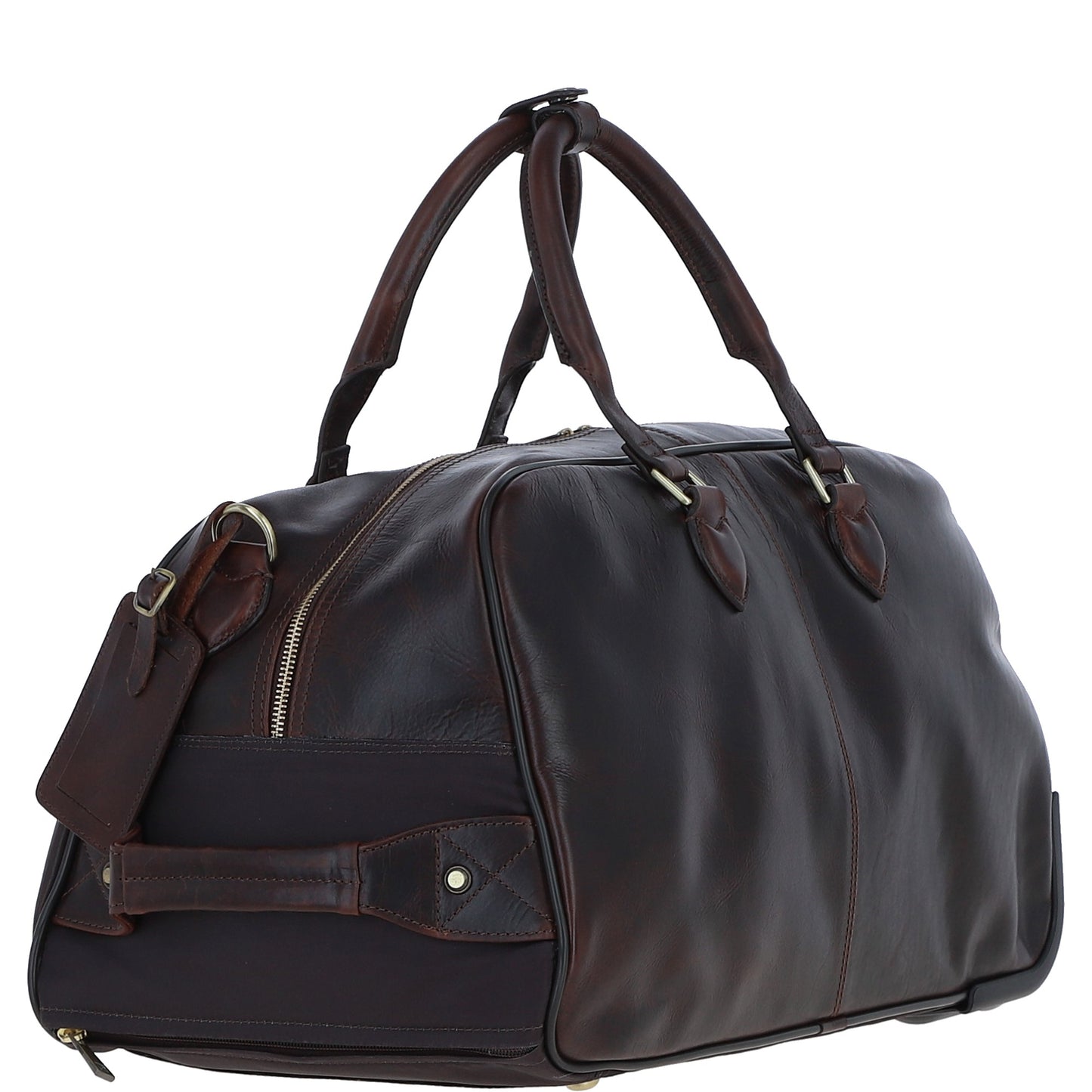 Ashwood Leather PL-50 Brown Leather Duffel Trolley Bag
