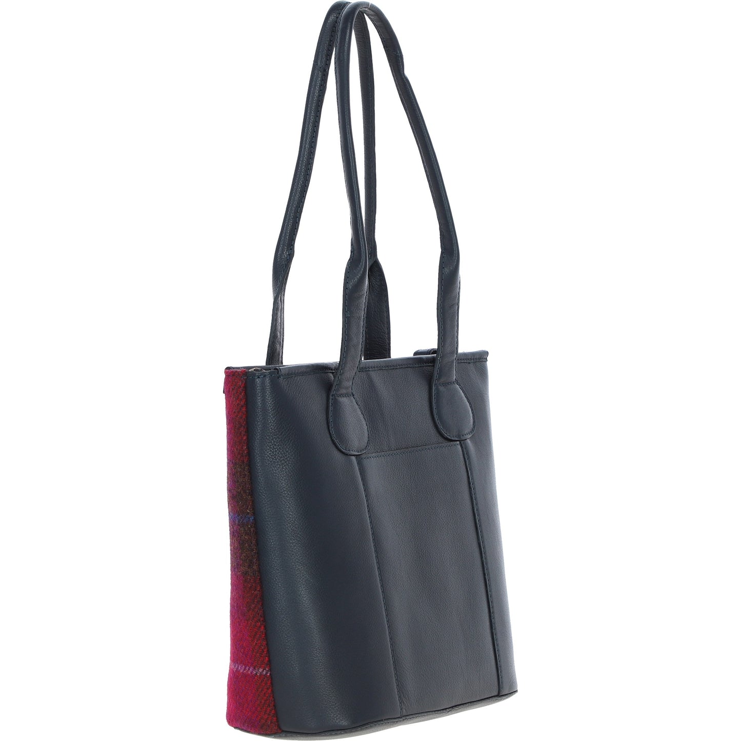 Ashwood Leather TW-23 06-Navy/Pink Leather/Tweed Large Shopper Bag