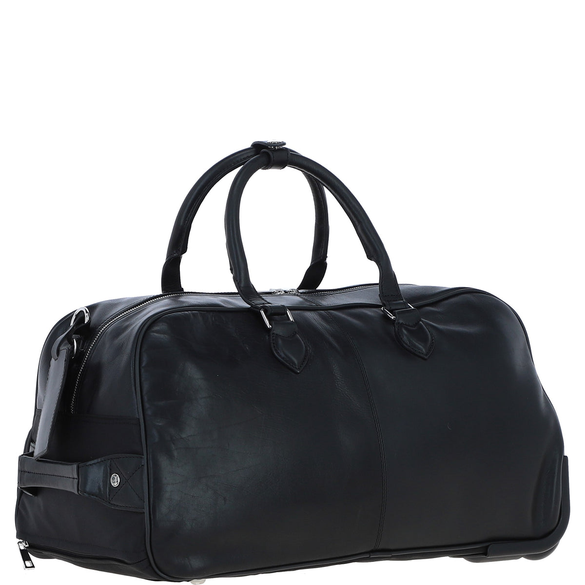 Ashwood Leather PL-50 Black Leather Duffel Trolley Bag