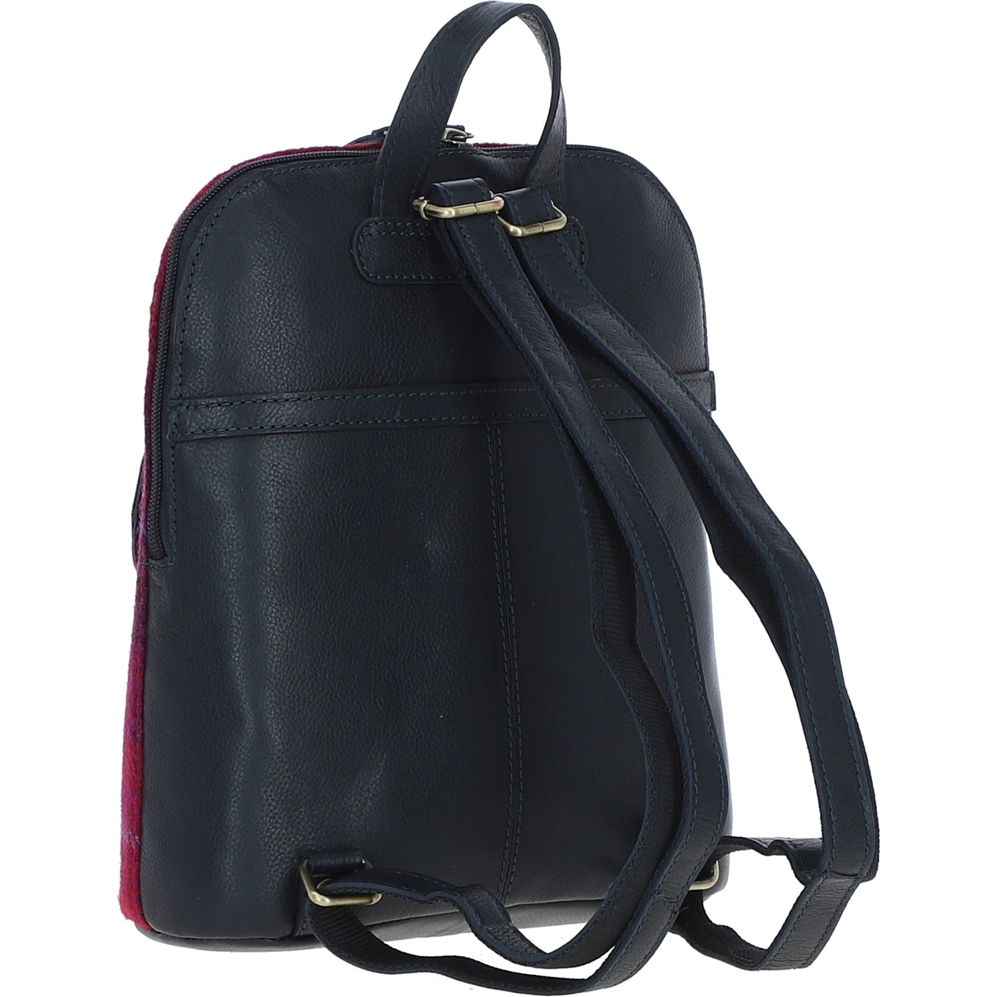 Ashwood Leather TW-25 06-Navy/Pink Leather/Tweed Med Rucksack