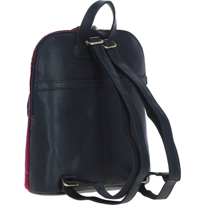 Ashwood Leather TW-25 06-Navy/Pink Leather/Tweed Med Rucksack