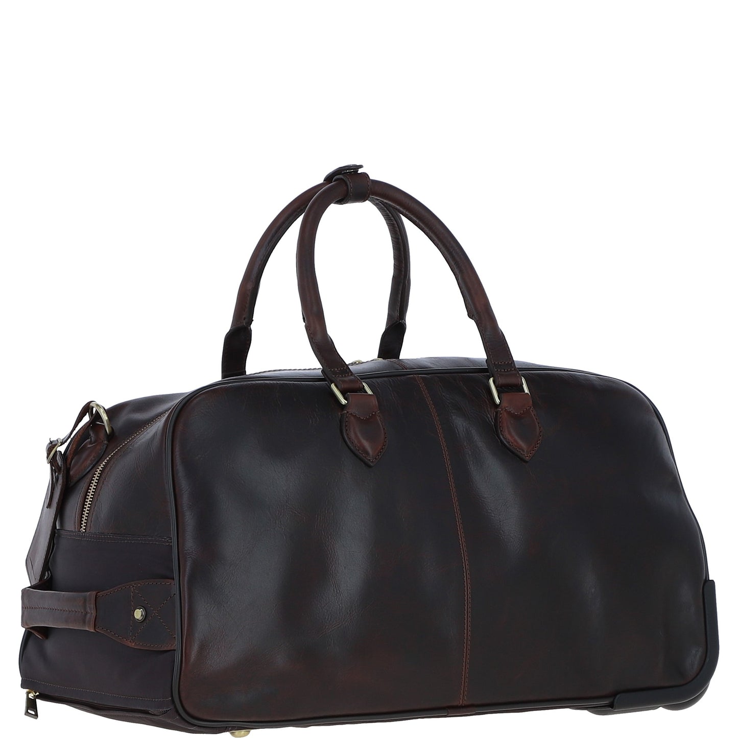 Ashwood Leather PL-50 Brown Leather Duffel Trolley Bag