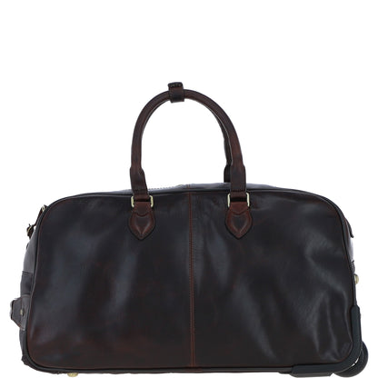 Ashwood Leather PL-50 Brown Leather Duffel Trolley Bag