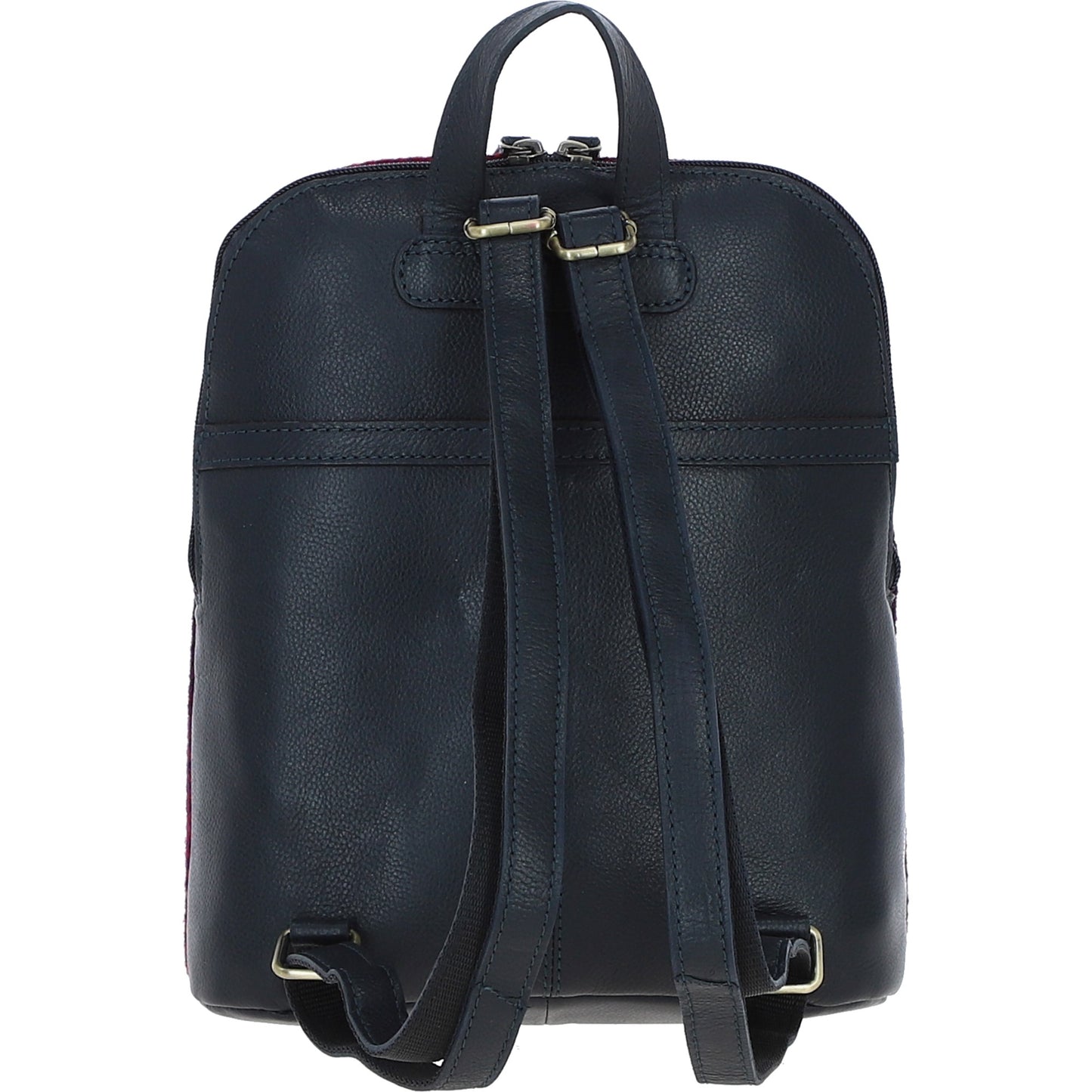 Ashwood Leather TW-25 06-Navy/Pink Leather/Tweed Med Rucksack