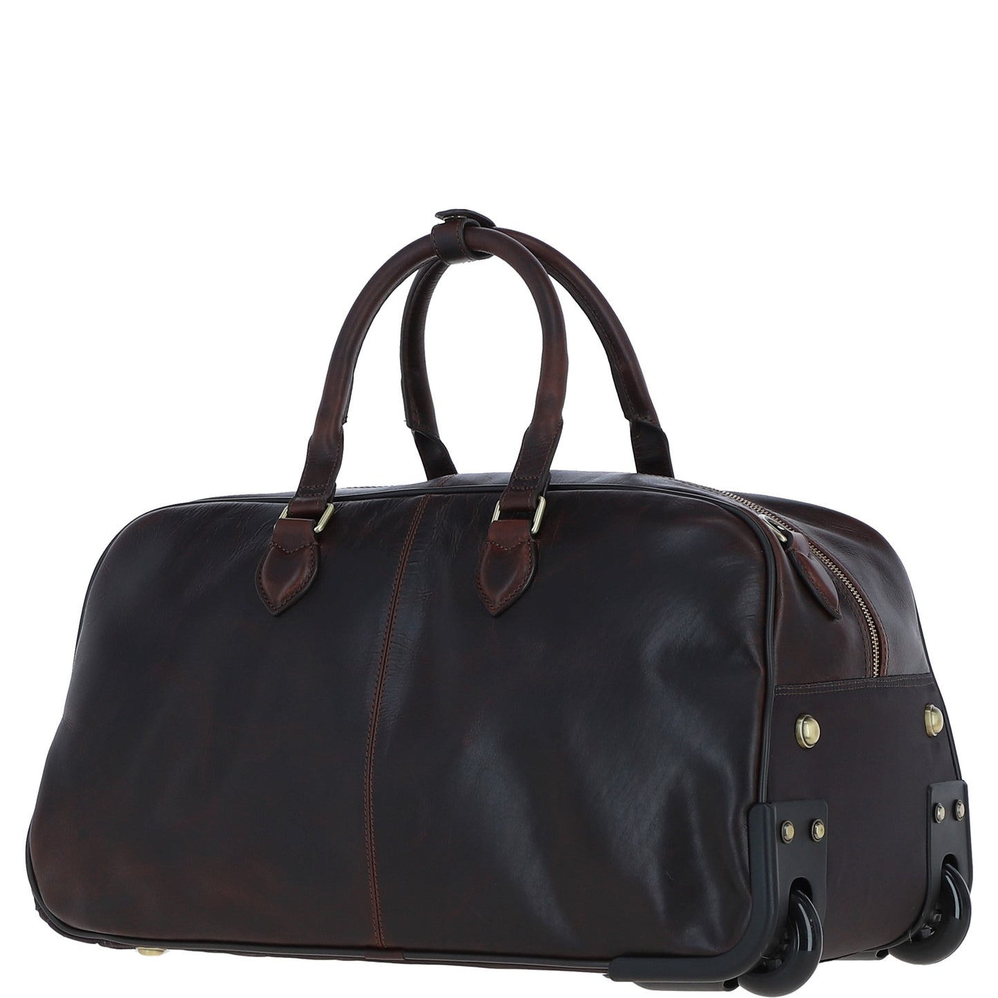 Ashwood Leather PL-50 Brown Leather Duffel Trolley Bag