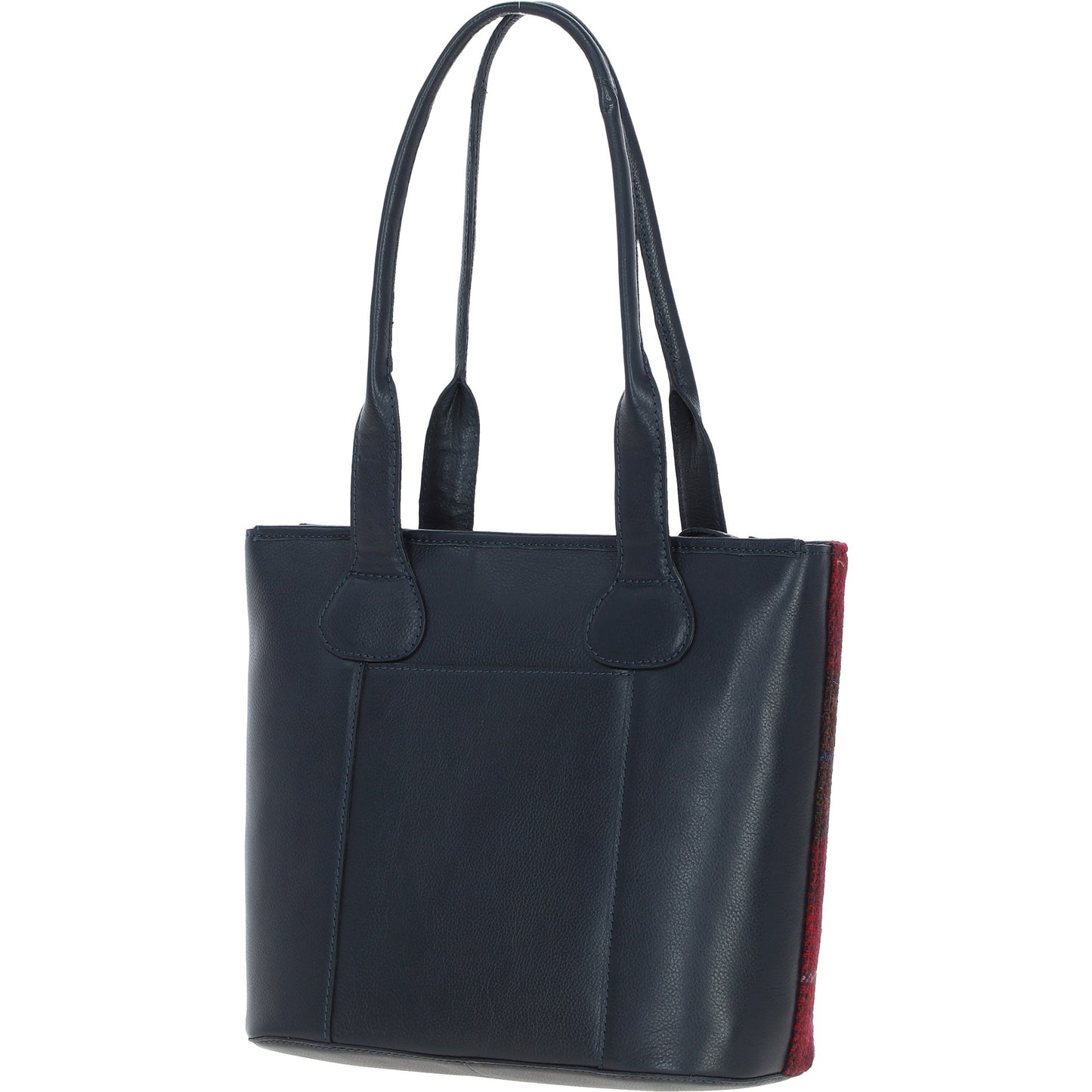 Ashwood Leather TW-23 06-Navy/Pink Leather/Tweed Large Shopper Bag