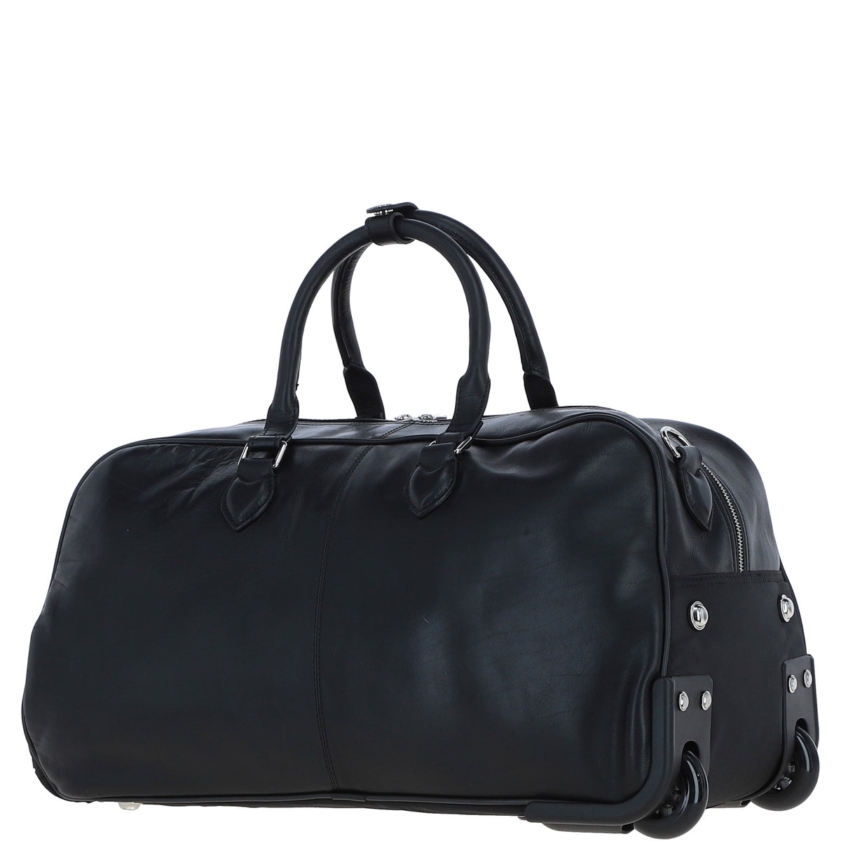 Ashwood Leather PL-50 Black Leather Duffel Trolley Bag