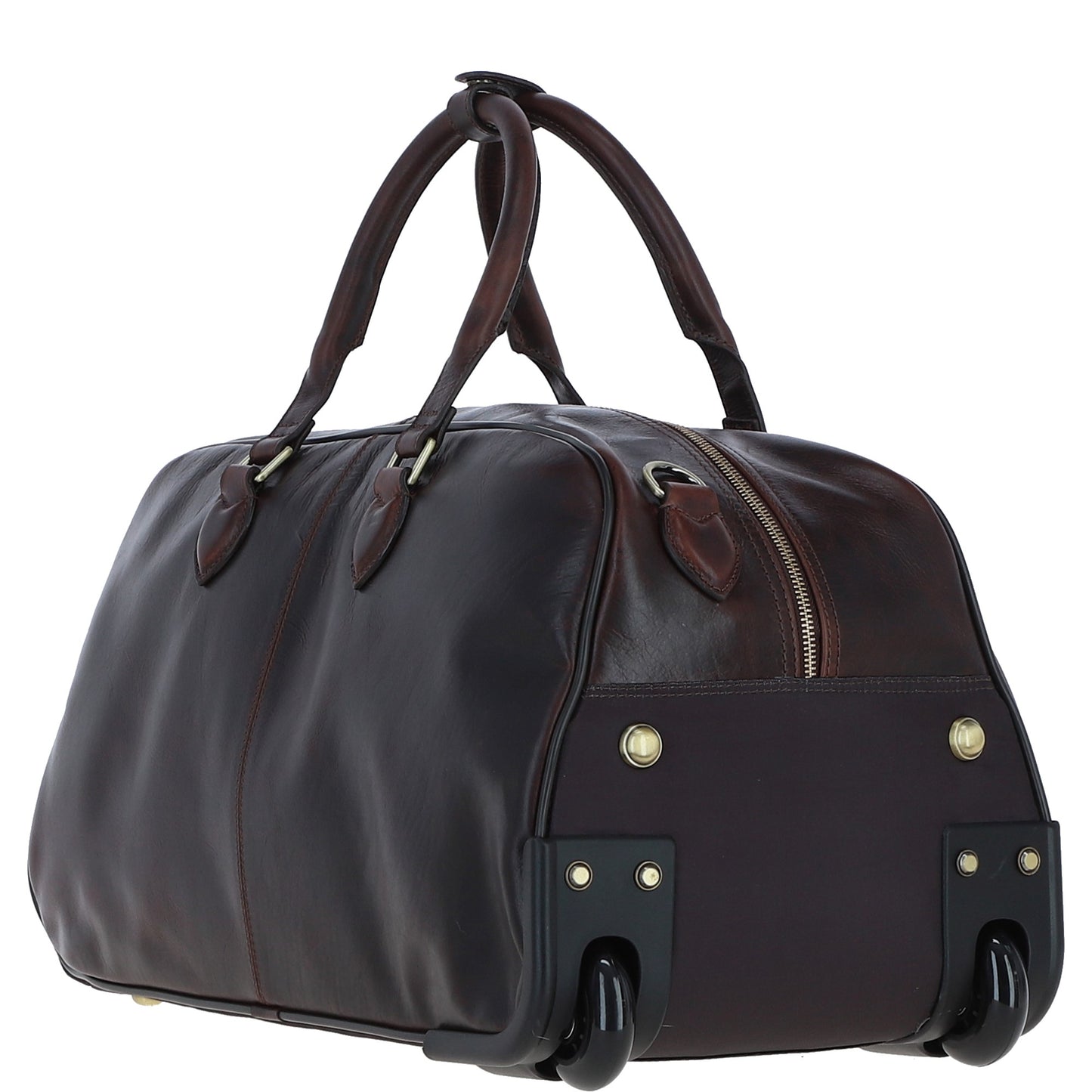 Ashwood Leather PL-50 Brown Leather Duffel Trolley Bag