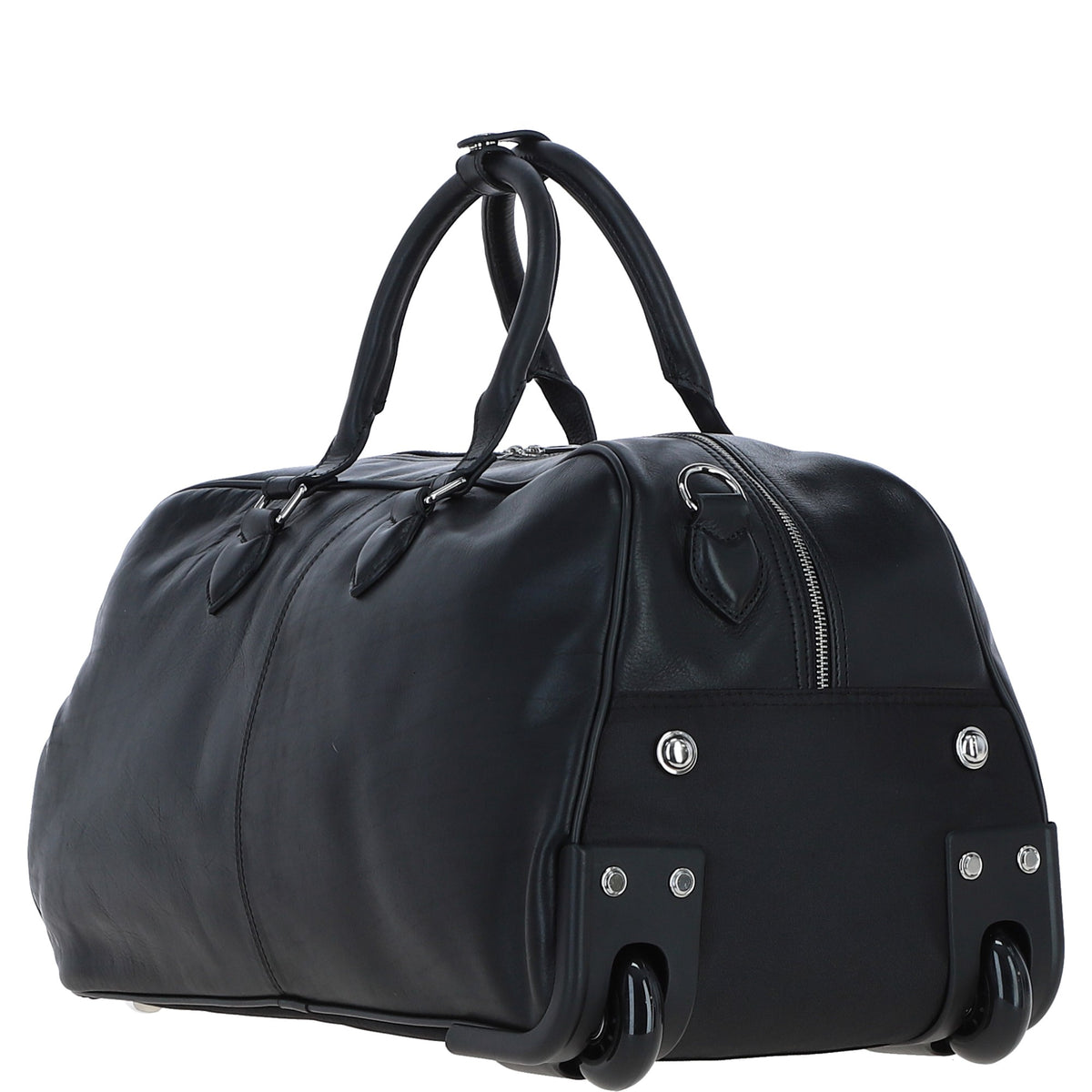 Ashwood Leather PL-50 Black Leather Duffel Trolley Bag