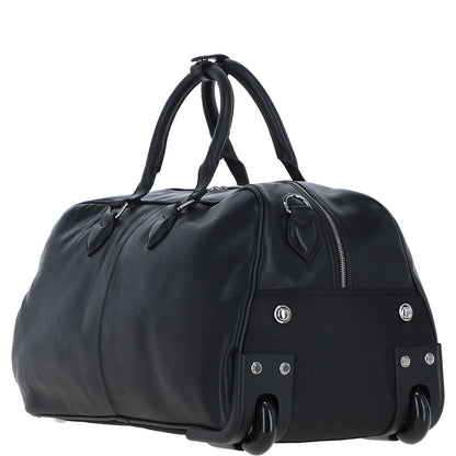 Ashwood Leather PL-50 Black Leather Duffel Trolley Bag