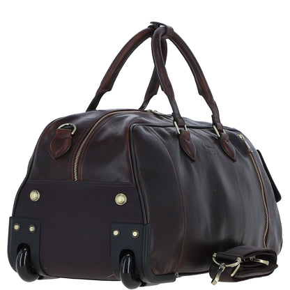 Ashwood Leather PL-50 Brown Leather Duffel Trolley Bag